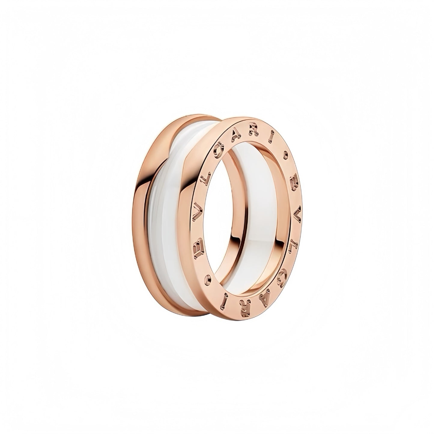 BVLGARI B.zero1 two-band ring  with white ceramic spiral