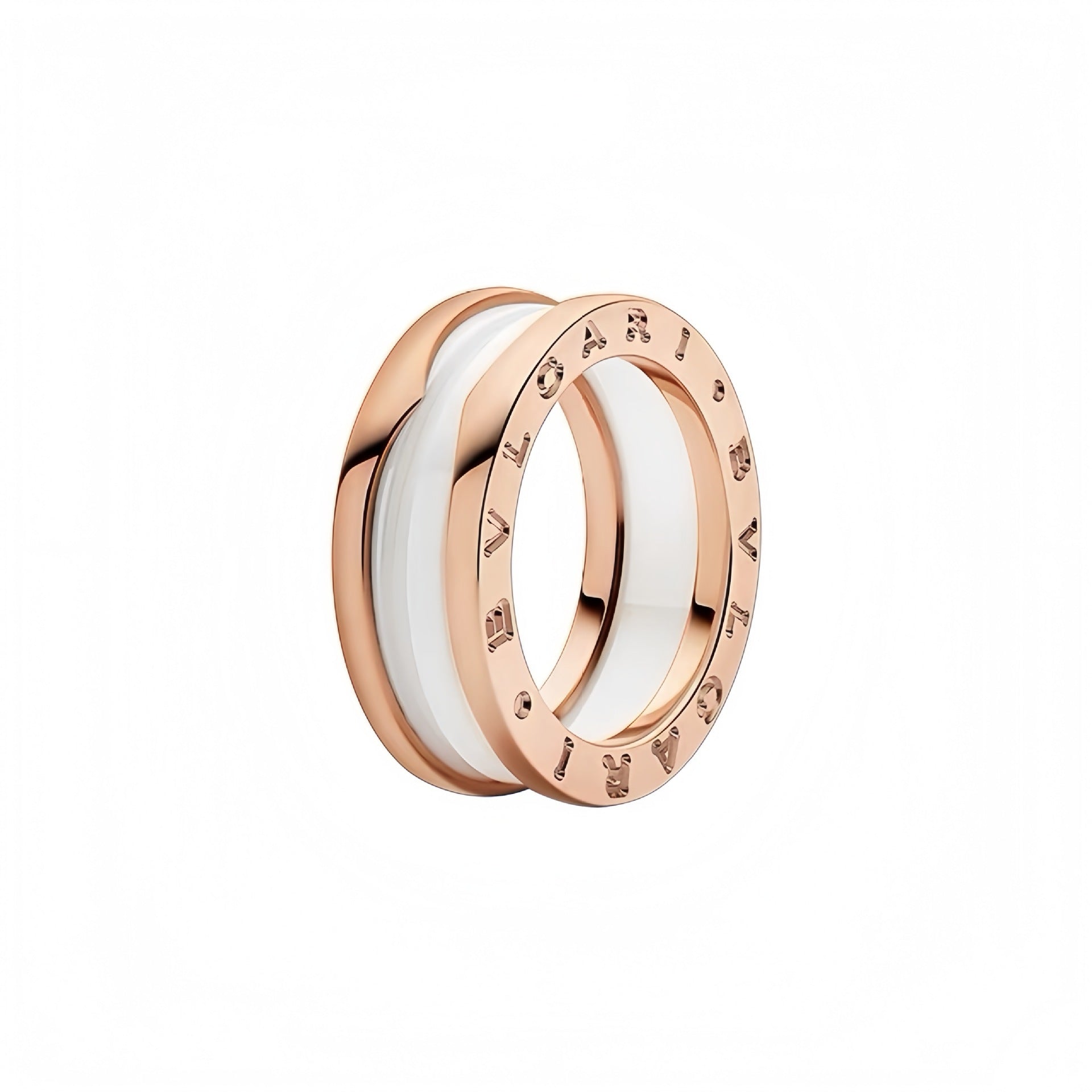 BVLGARI B.zero1 two-band ring  with white ceramic spiral