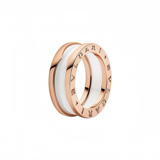 BVLGARI B.zero1 two-band ring  with white ceramic spiral