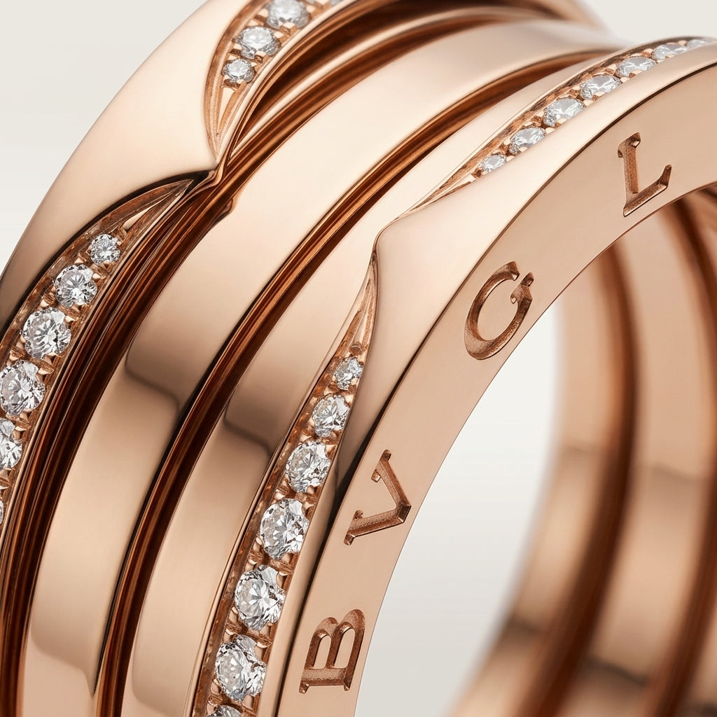 BVLGARI B.zero 1 ring full pavé diamonds along its edges