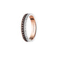 Rose gold ring with diamond accents on a white background