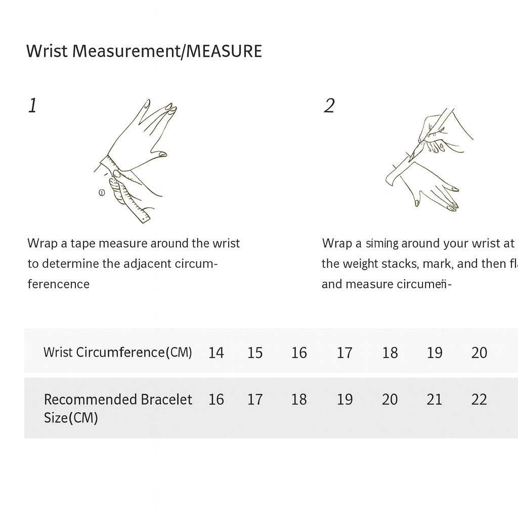 “Sterling silver bracelet size chart measurement”