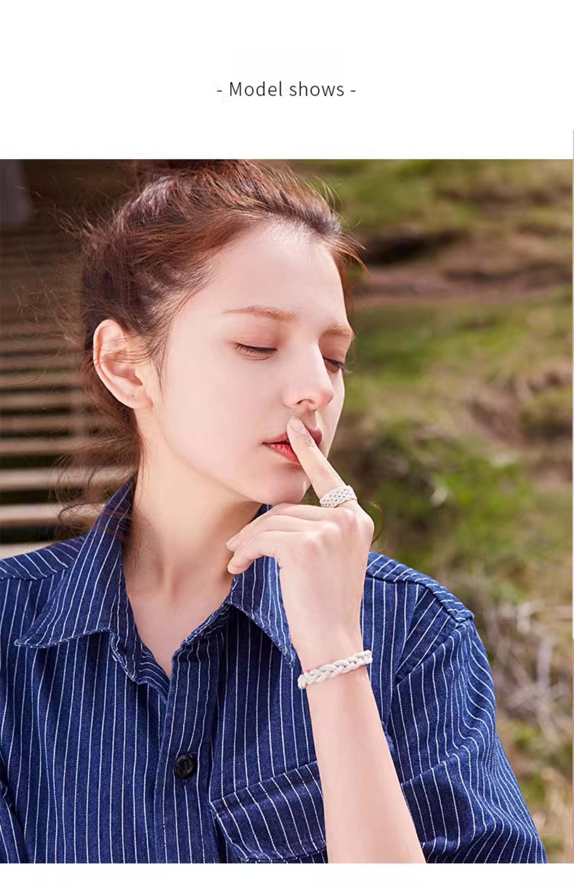 “Women wearing handmade ancient silver bracelet”