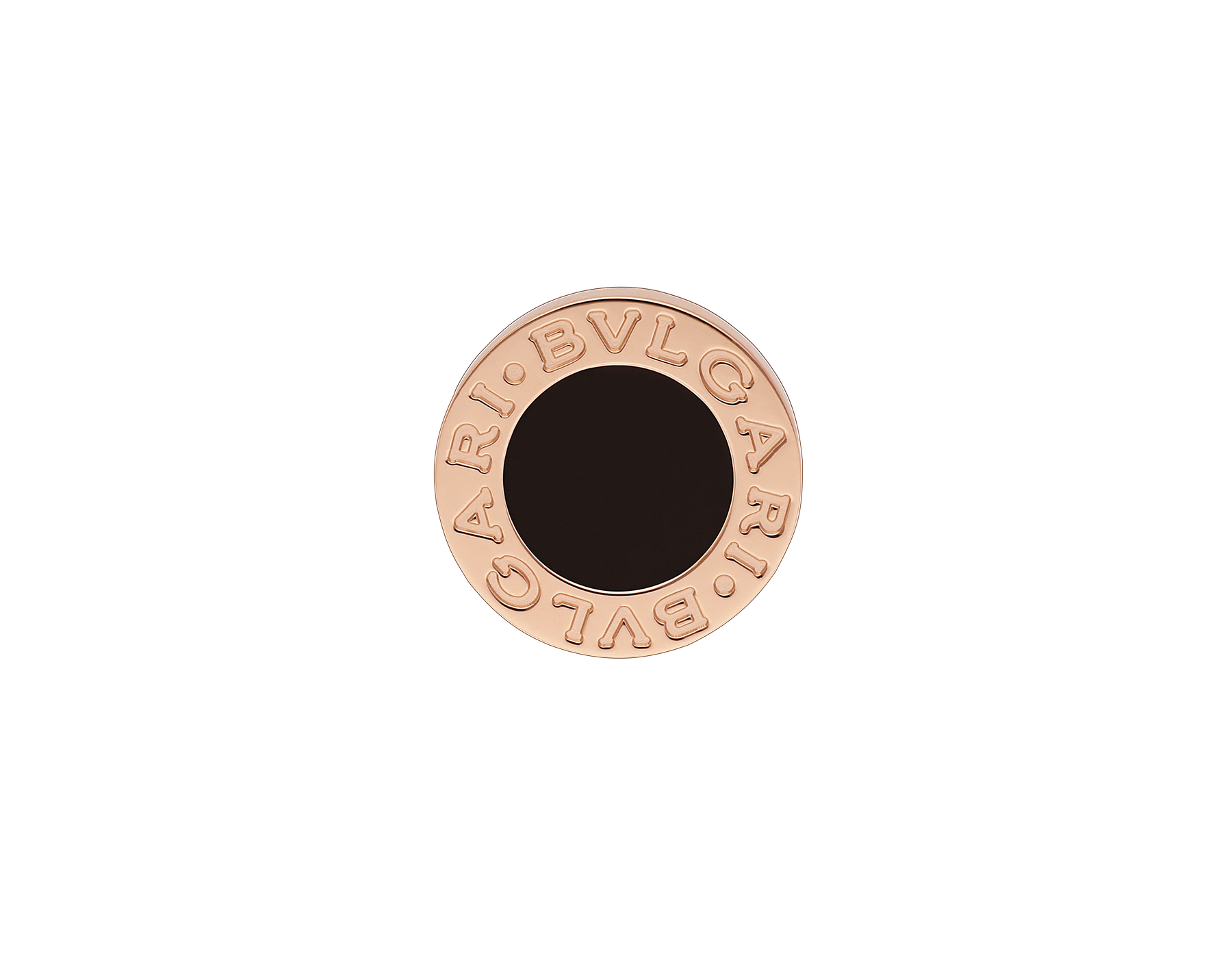 Rose gold Bvlgari ring on a white background