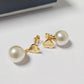 CELINE Gold Heart and Pearl Pendant Earrings