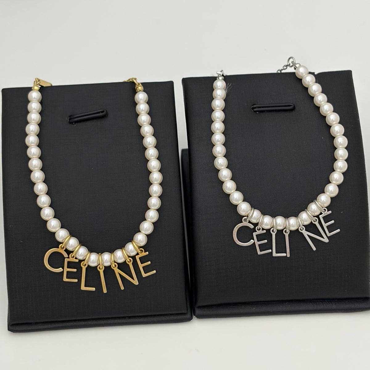 CELINE Triomphe Pearl and Letter Bracelet