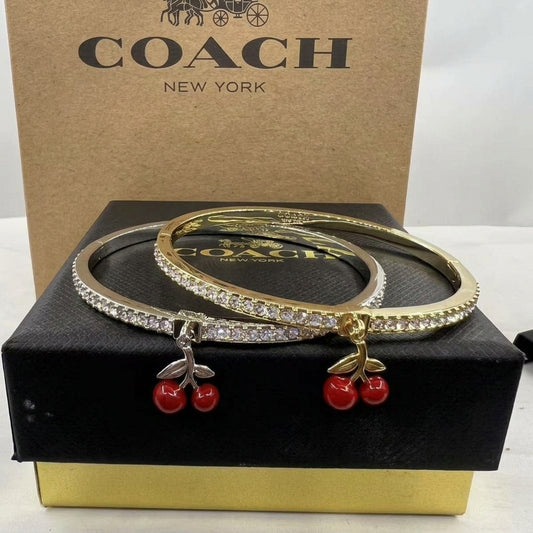 COACH Faux Stone CherryCluster Charm Bangle bracelet