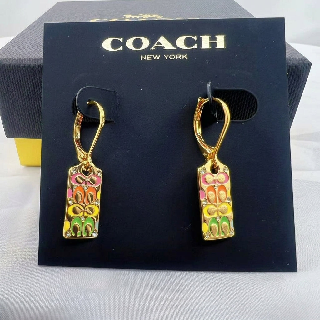 COACH Logo C Quilted Drop Earrings