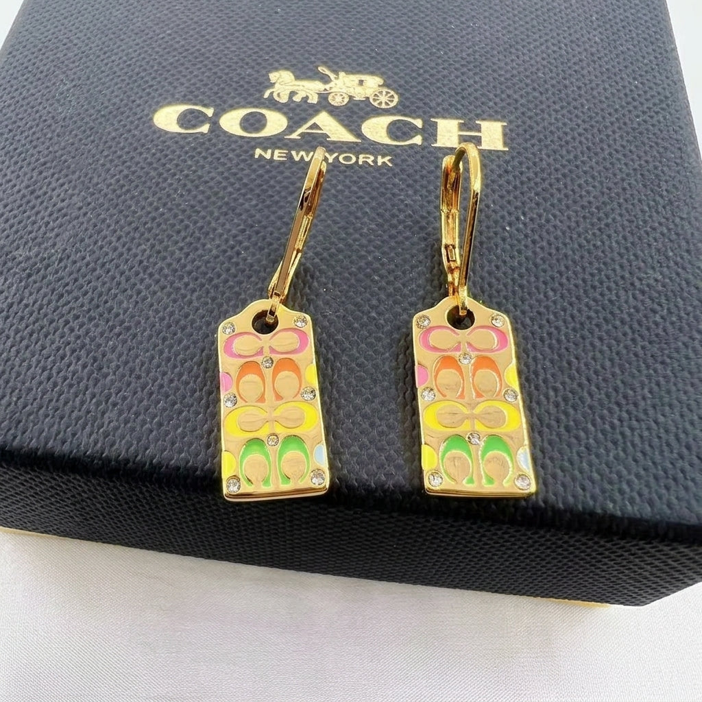 COACH Logo C Quilted Drop Earrings