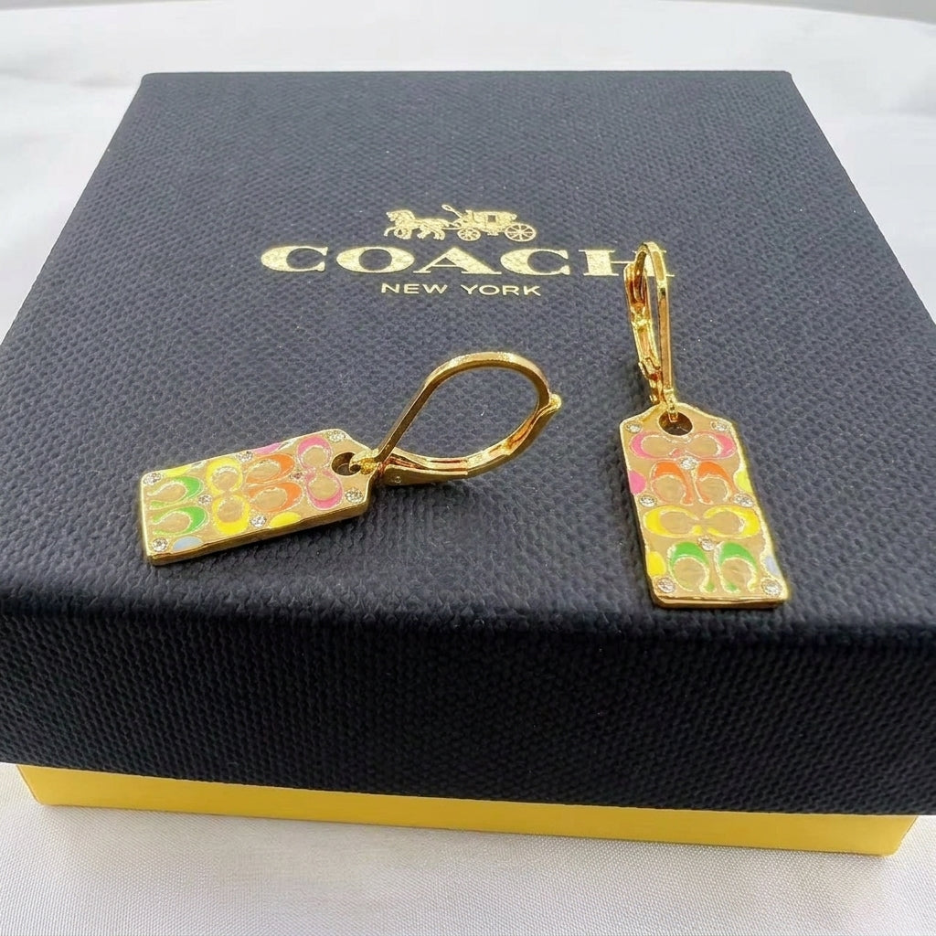 COACH Logo C Quilted Drop Earrings
