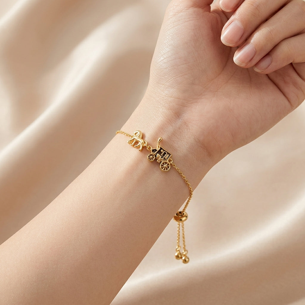 COACH NEW YORK Chain Horse & Carriage Gold Tone Bracelet