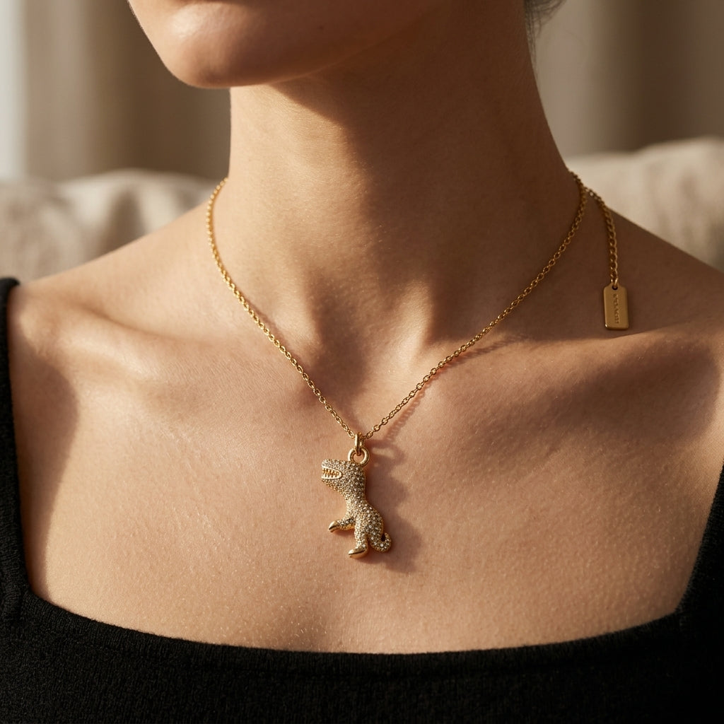 COACH Rexy Pave Pendant Necklace