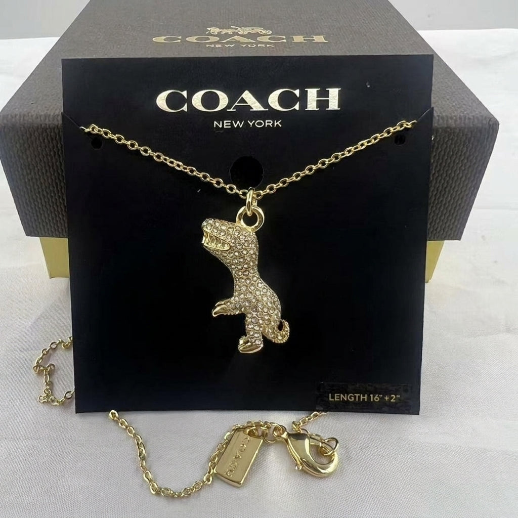 COACH Rexy Pave Pendant Necklace