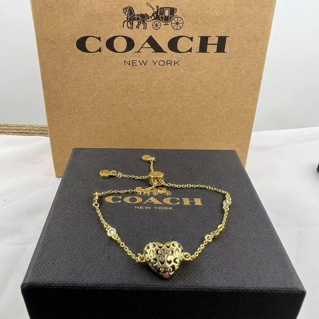 COACH Signature Pave Quilted Heart Slider Bracelet