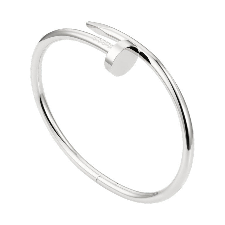 Silver bracelet on a white background