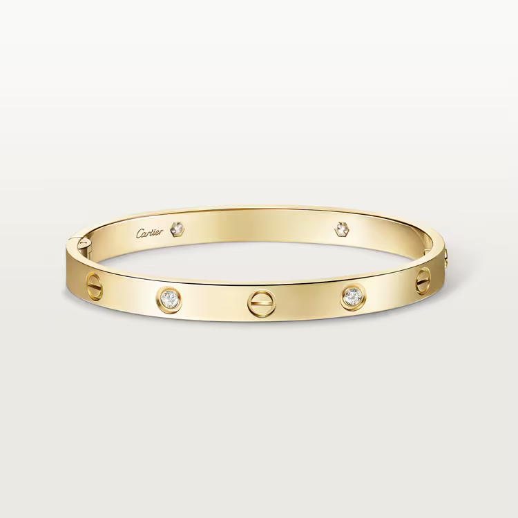 Cartier LOVE bracelet,single-screw closure, classic model, 4 diamonds
