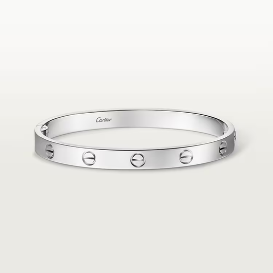 Silver bracelet with diamonds on a white background