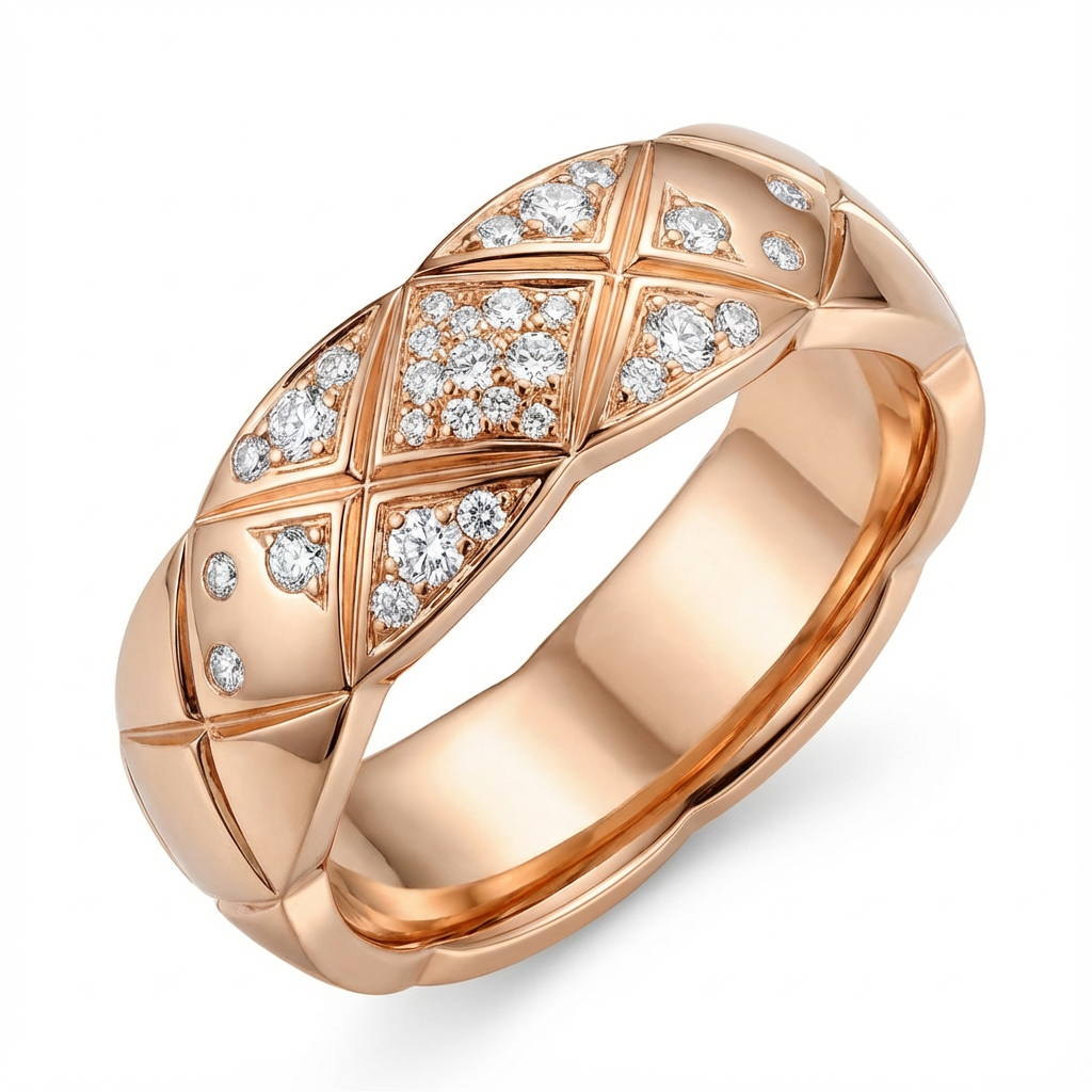 Chanel_COCO_CRUSH_RING_Diamond with diamond accents on a white background