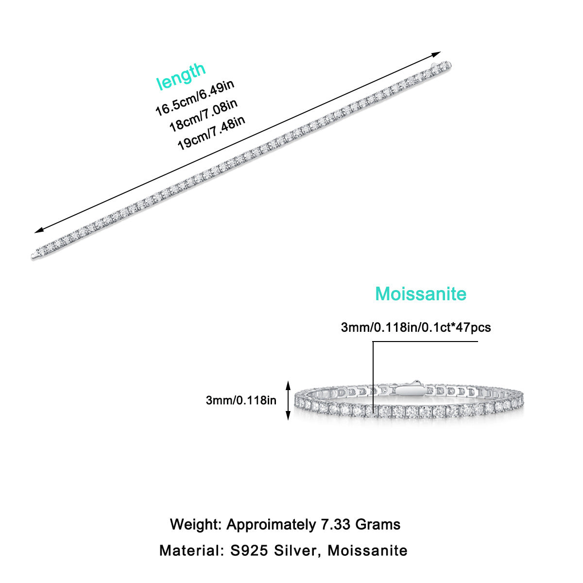 Classic Moissanite Tennis Bracelet – 18K Yellow Gold