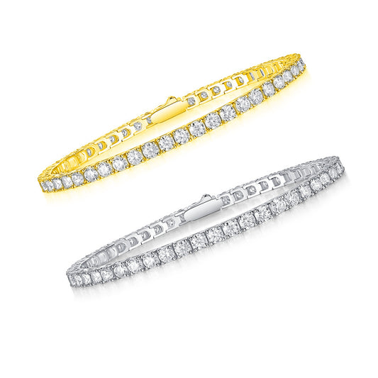 Classic Moissanite Tennis Bracelet – 18K Yellow Gold