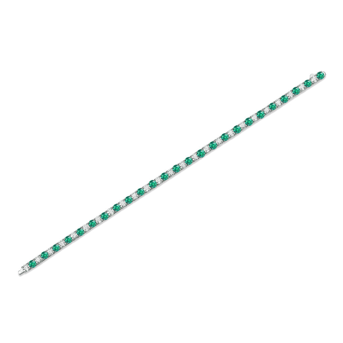 Emerald Moissanite Tennis Bracelet – 18K Yellow Gold.