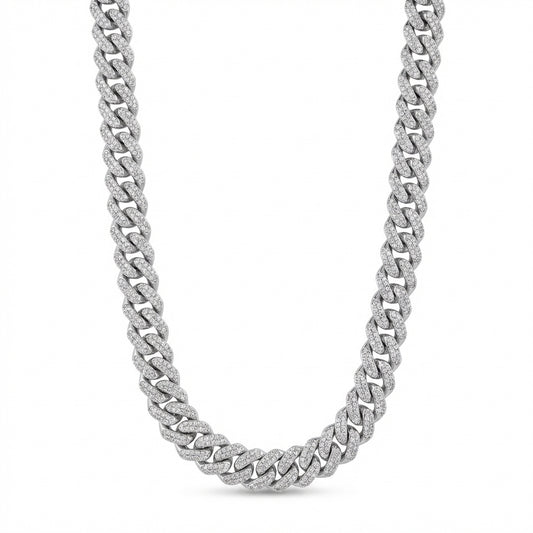 Silver chain necklace on a white background