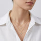 US female model, white linen shirt, focus on neck, lips & jaw only, soft high-key light, clean grey-white background, minimal shadow, natural skin, sharp moissanite sparkle, ultra-detailed, 4K.