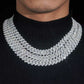 Cuban Moissanite Chain  13MMSilver chain necklace on a black sweater