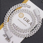 Silver chain necklace with diamond-like stones on a white card displaying 'GRA' branding.