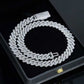 Silver chain necklace on a black display box