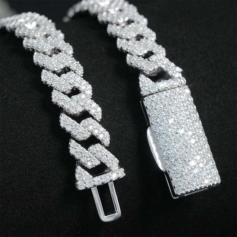 Zerra 8MM Cuban Moissanite Chain with iced-out lock, showcasing brilliant stones and intricate link design.