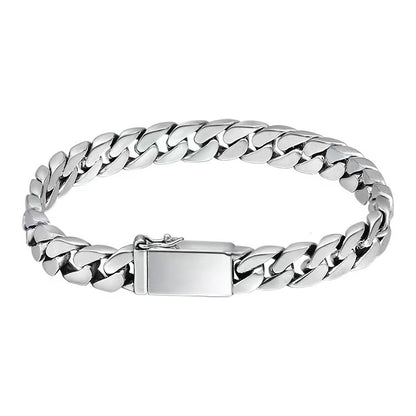 Silver chain bracelet on a white background