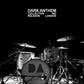 Drum set with 'Dark Anthem' branding on a black background
