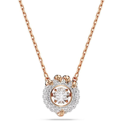 Dragon & Phoenix pendant Dragon’s claw,Rhodium platedRose gold necklace with a diamond pendant on a white background