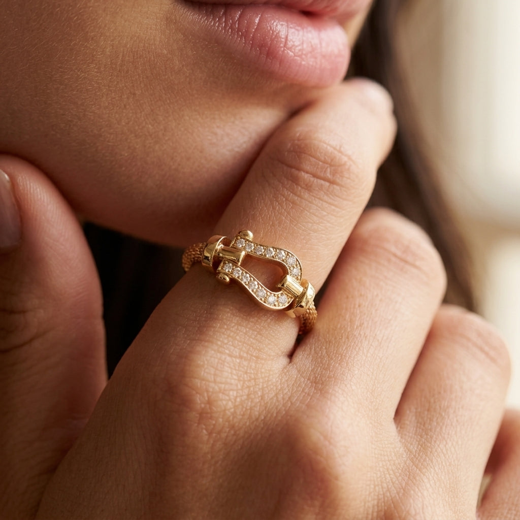 FORCE 10 RING Small model 18K yellow gold and diamonds