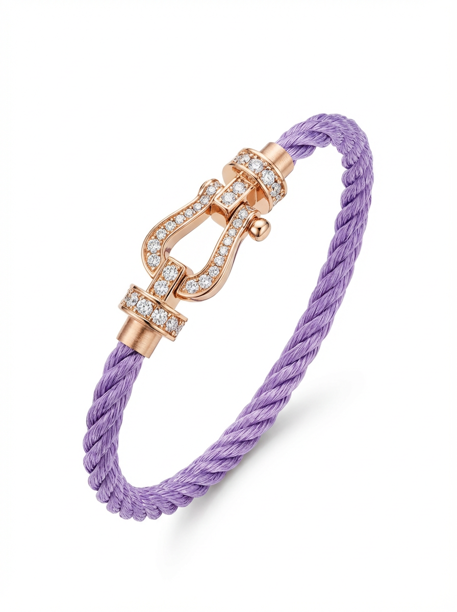 Force 10 bracelet 18k yellow gold and diamonds medium modelwith rose gold clasp on a white background