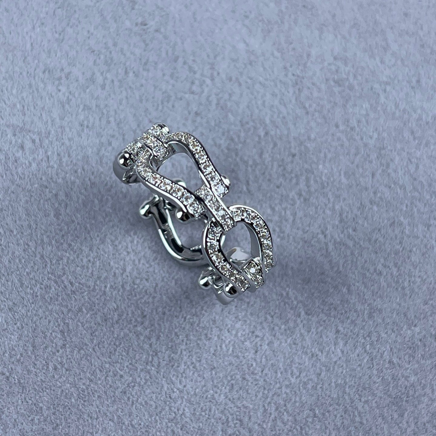 Force 10 ring 18K white gold diamond paved