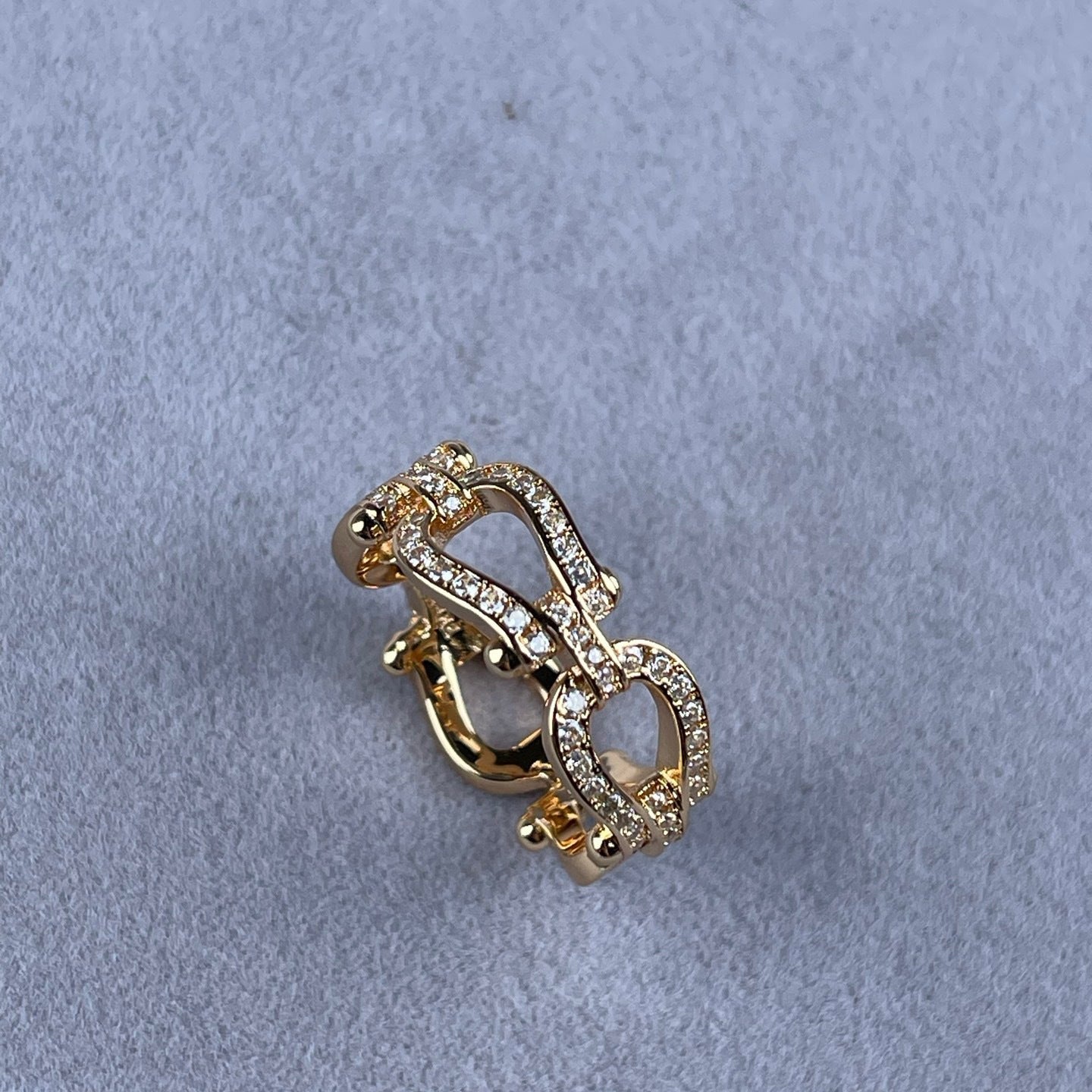Force 10 ring 18K white gold diamond paved