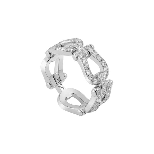 Force 10 ring 18K white gold diamond paved