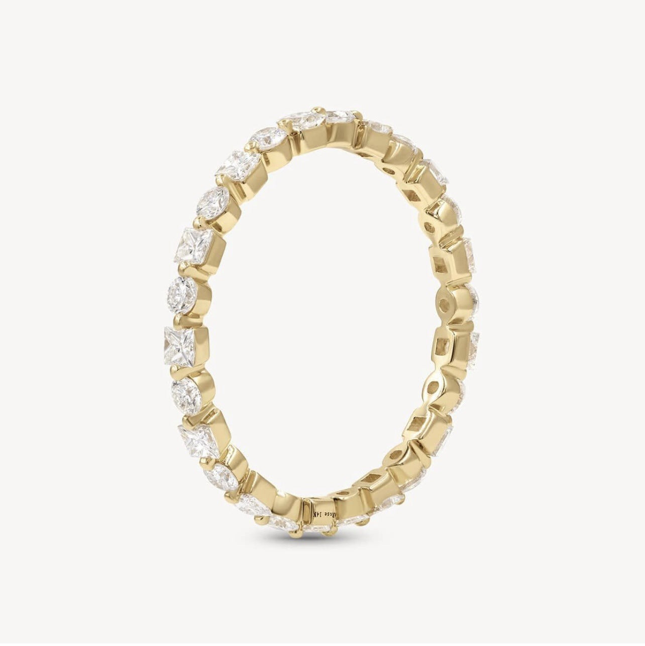 Yellow gold full pavé band on neutral background. Alt: “Full Pavé 2.1CT Moissanite Ring – 18K Yellow Gold.”
