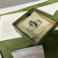 Gucci 925 Silver Turquoise Chain Ring in a green box with Gucci branding