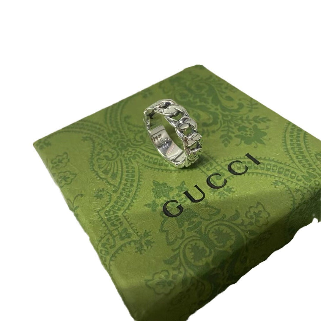 Gucci 925 Silver Turquoise Chain Ringon a Gucci green box