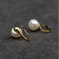 Close-Up of Natural Pearl Stud Earrings in Sterling Silver