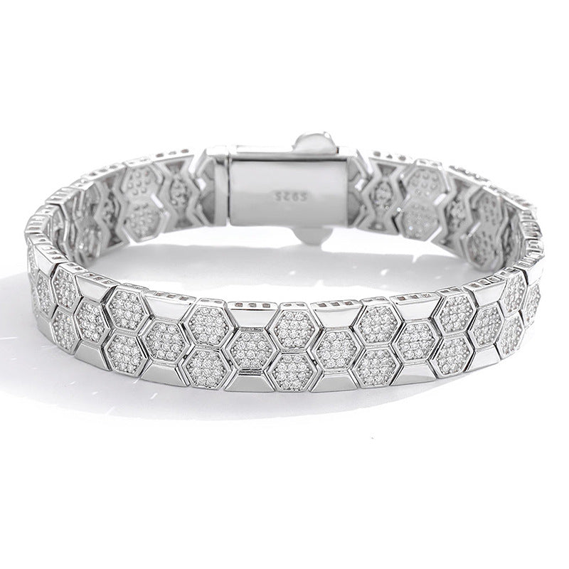 High-definition shot of the bracelet laid flat or coiled on pure white background.