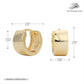 Gold hoop earrings with measurements on a white background