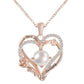 Rose gold heart-shaped necklace with a pearl and 'I love you' engraving on a white background
