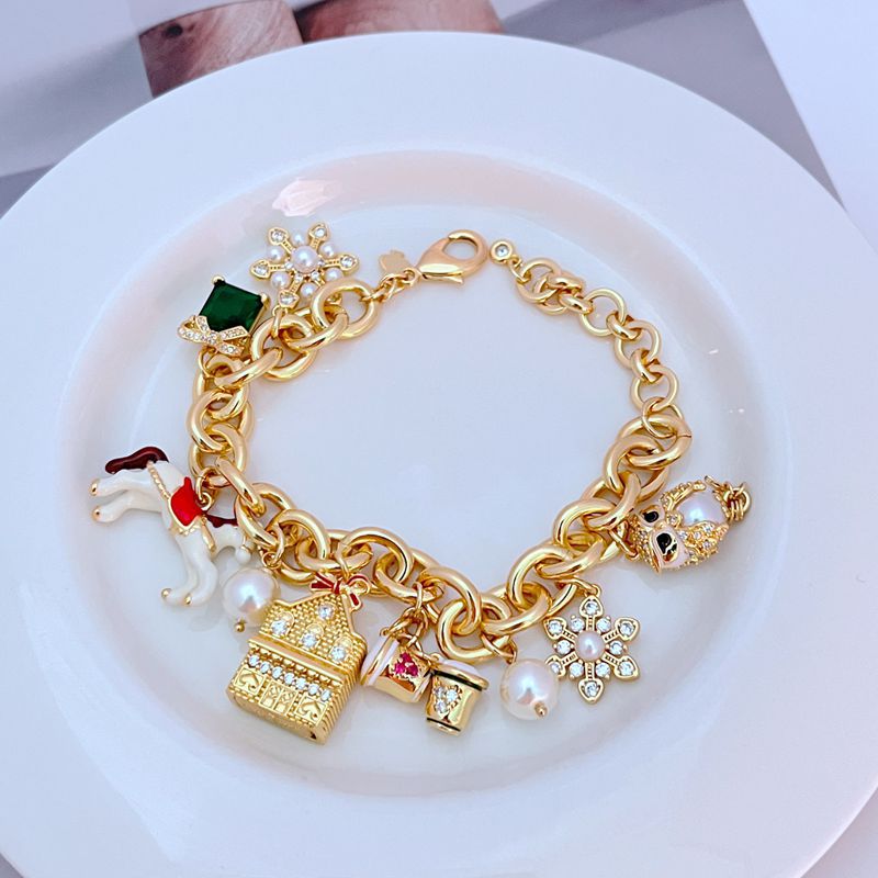  Bracelet displayed on a soft, dreamy pastel background (blush pink or lavender), showcasing the carousel horse and owl charms. Alt: “Kate Spade Carousel and Owl Charm Bracelet – Whimsical Enamel Jewelry.”
