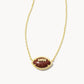 Necklace with a football-shaped pendant on a white background