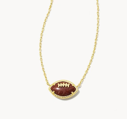 Necklace with a football-shaped pendant on a white background
