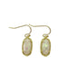  A woman with a calm, serene demeanor, wearing the earrings with a simple blouse or dress, capturing the gentle, feminine energy.
